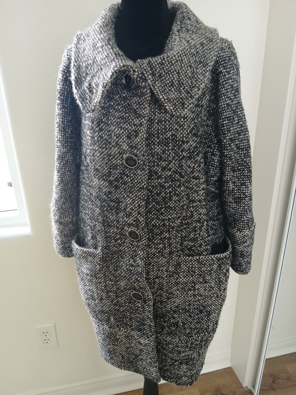 Banana Republic Black and White Bouclé Coat